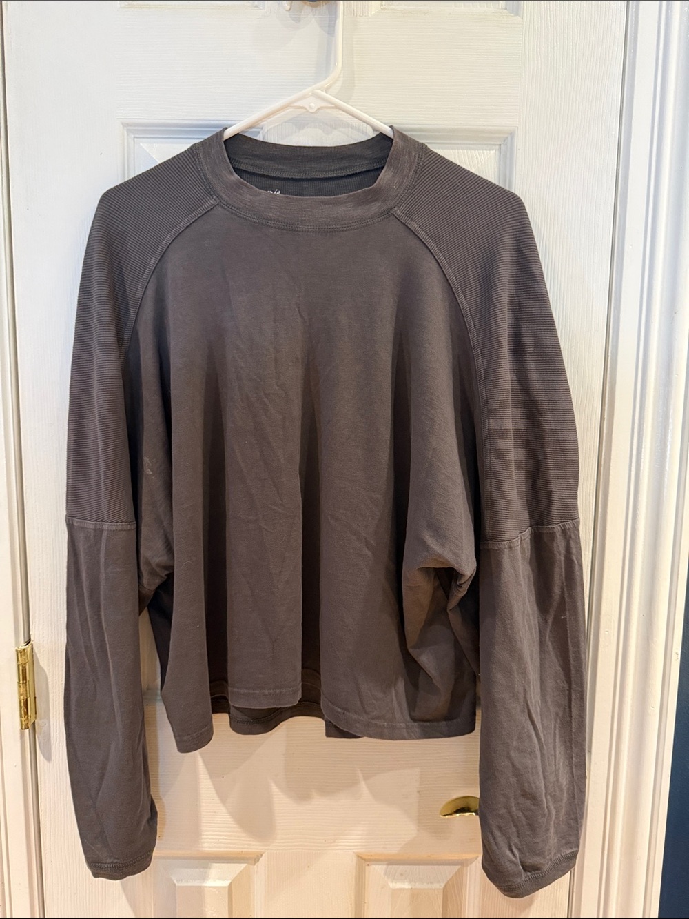 aerie Long-Sleeve Pullover Top in Charcoal Gray